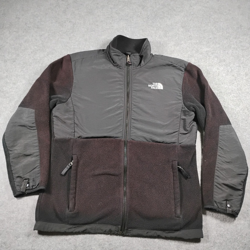 The North Face Girls XL Denali Fleece Jacket Black Gray AC9Q Polartec Full Zip
